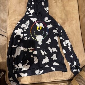 Flowers by Zoe Monochrome Hoodie with Rainbow Smiley